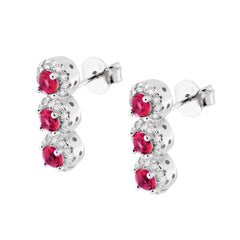 Orecchini Trilogy con Zirconi Rosso Rubino e Bianco