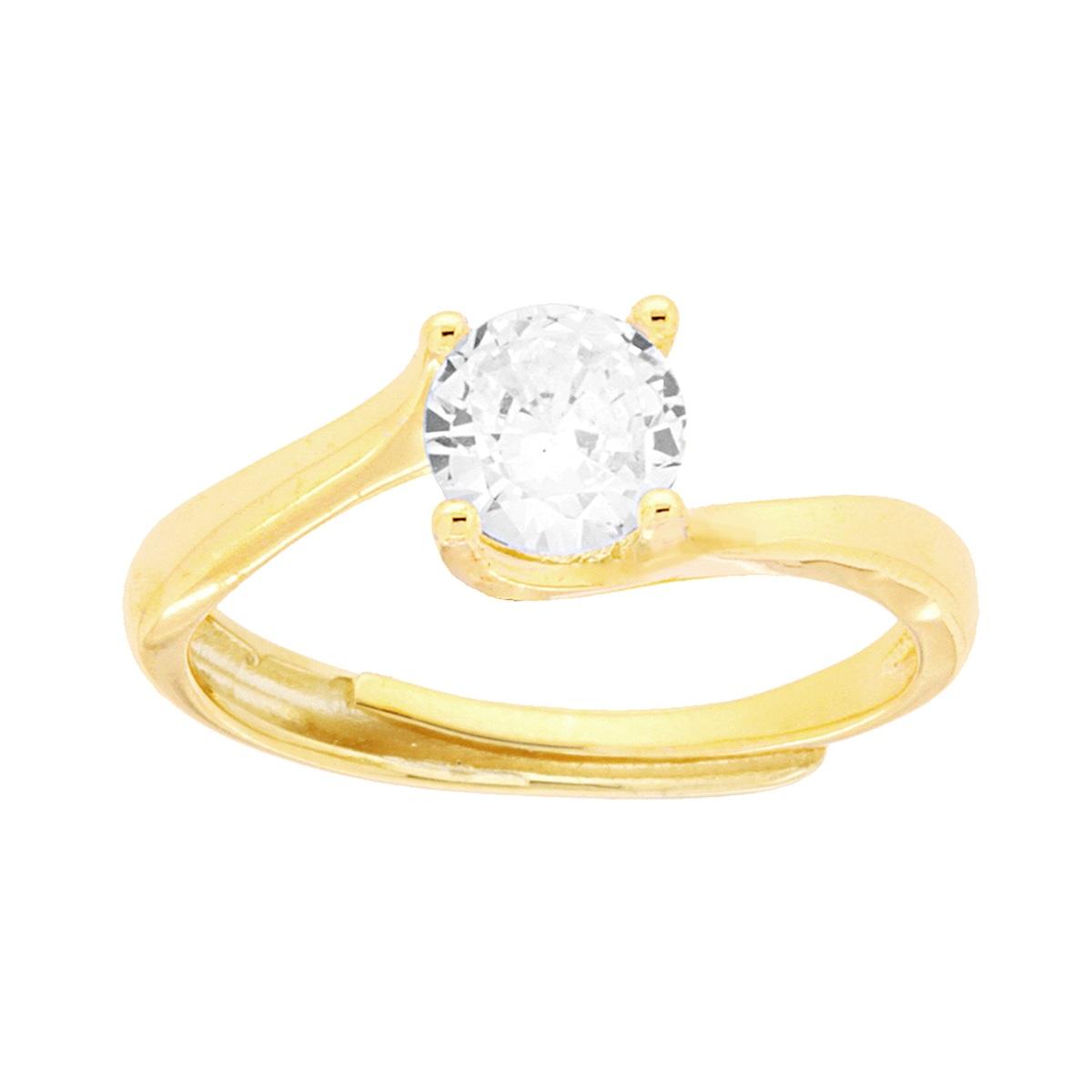 Anello Solitario con Zircone Bianco mm 6
