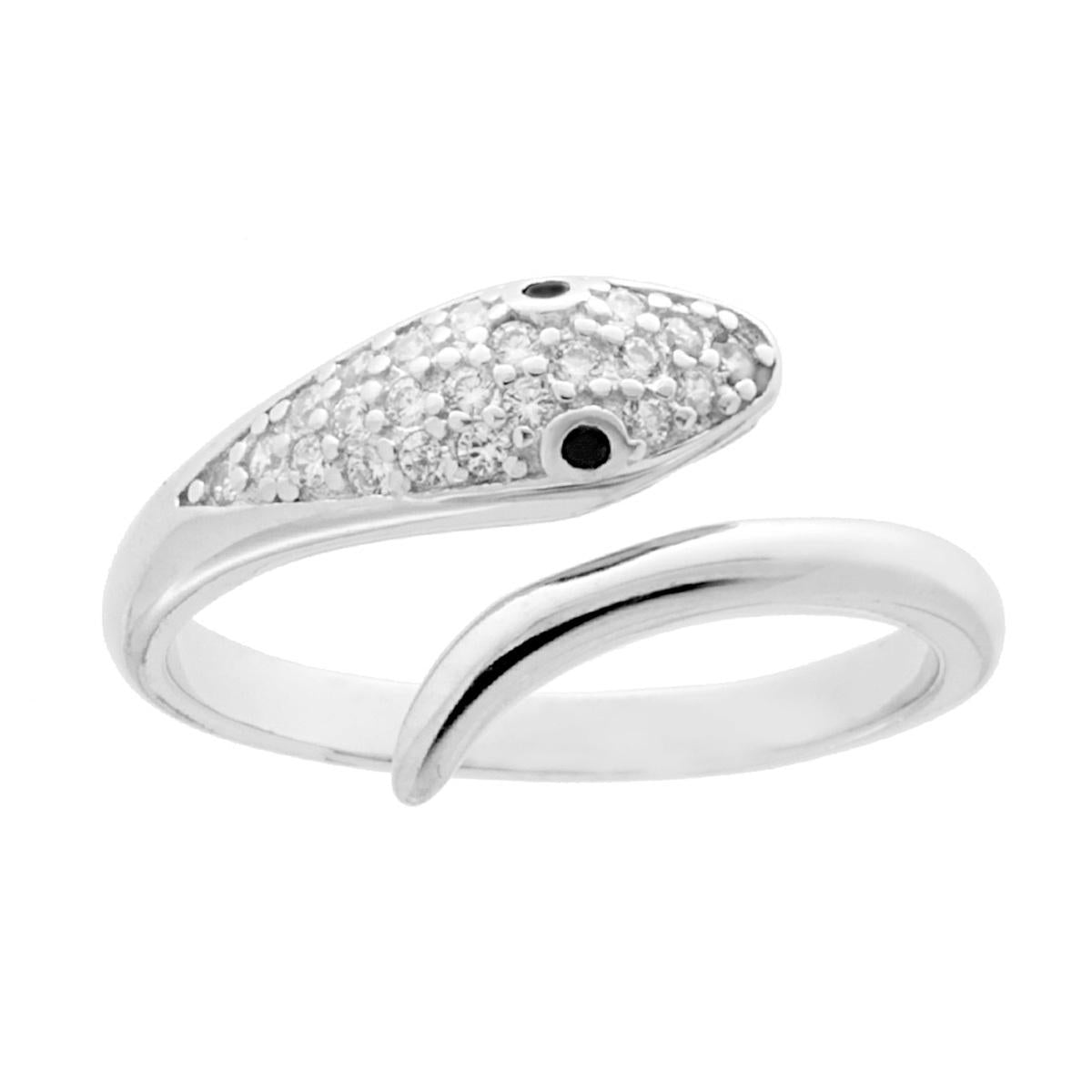 Anello Serpente con Zircone Bianchi e Neri