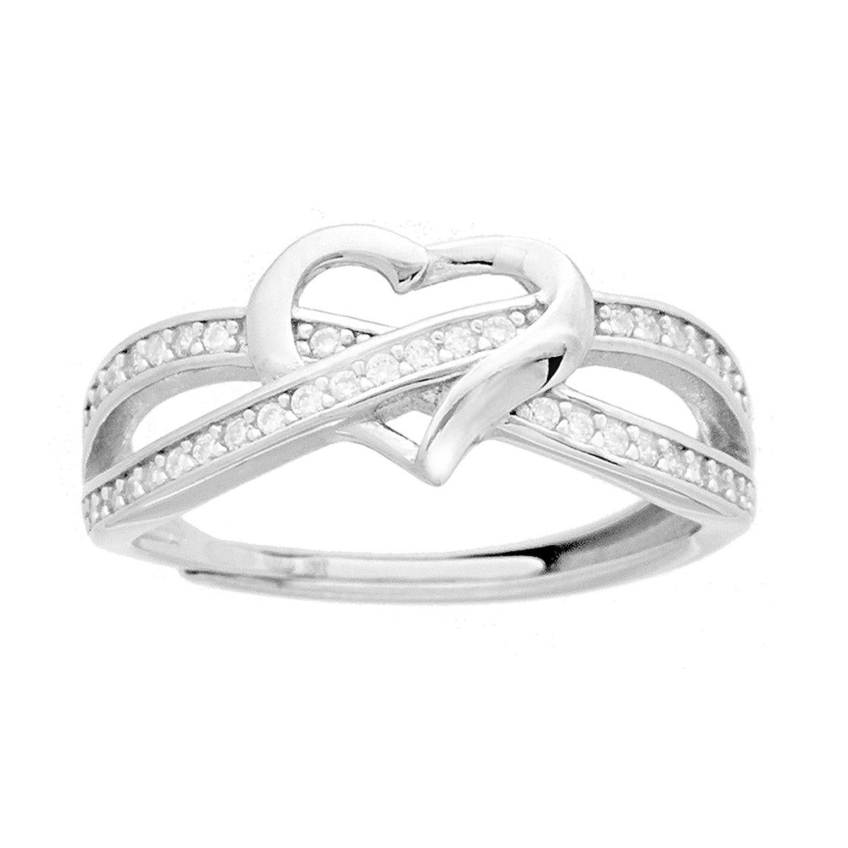 Anello Cuore con Zirconi Bianchi