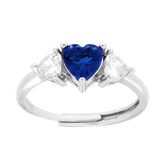 Anello Trilogy Cuore Blu Zaffiro con Cuori Bianchi