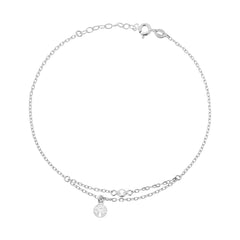Cavigliera Catena Forzatina Diamantata con Albero della Vita plain pendente e Zircone Bianco