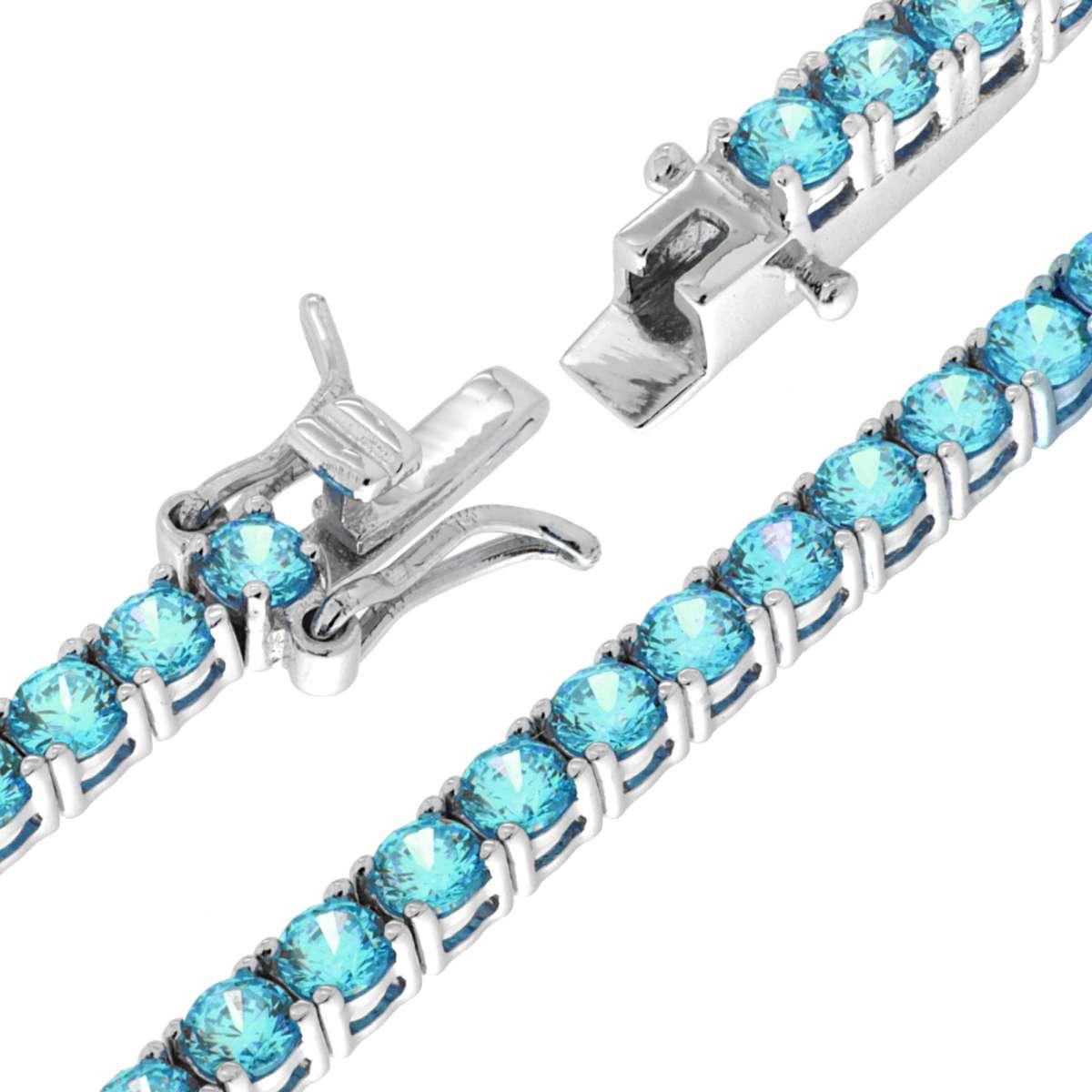 Bracciale Tennis Griffe cm 18 con Zirconi mm 3 Acquamarina
