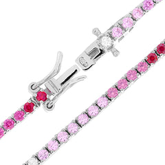 Bracciale Tennis Griffe cm 18 con Zirconi mm 2 Multicolor gradazione Rosso Rubino