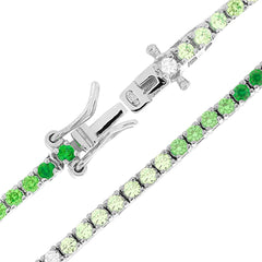 Bracciale Tennis Griffe cm 18 con Zirconi mm 2 Multicolor gradazione Verde Smeraldo