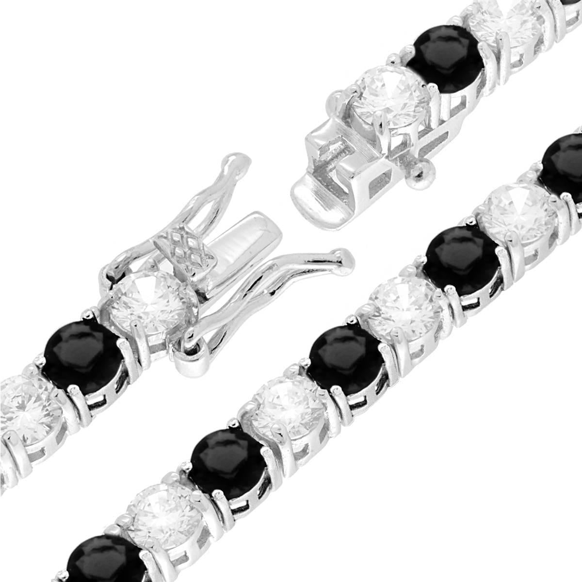 Bracciale Tennis Griffe cm 18 con Zirconi mm 4 Bianchi e Neri alternati
