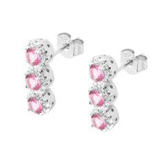Orecchini Trilogy con Cubic Zirconia Rosa e Bianchi