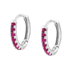 Orecchini Cerchio mm 13 con Cubic Zirconia Rosso Rubino
