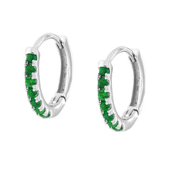 Orecchini Cerchio mm 13 con Cubic Zirconia Verde Smeraldo