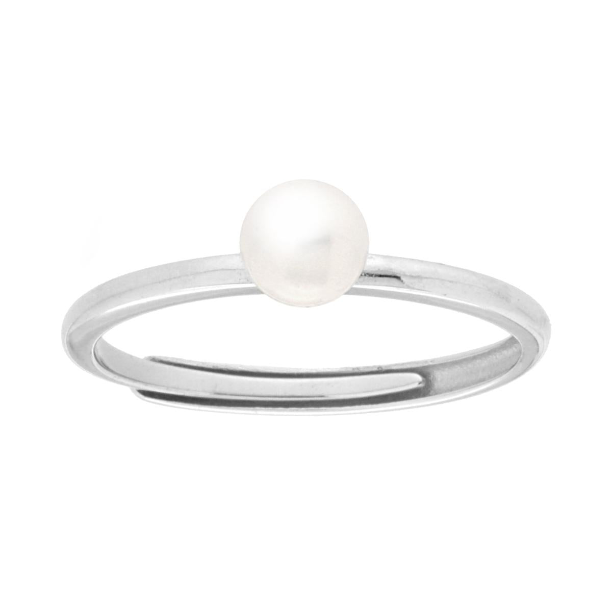 Anello Solitario con Perla mm 5 Vetro Perlato