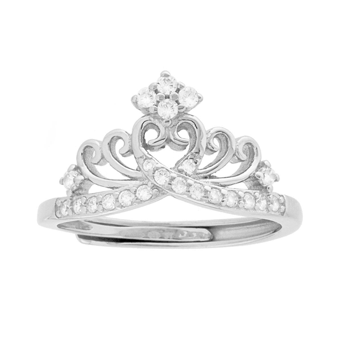 Anello Corona Diadema con Cubic Zirconia Bianchi
