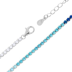 Collana Tennis Griffe cm 40+5 con Cubic Zirconia gradazione Blu Zaffiro mm 2,3