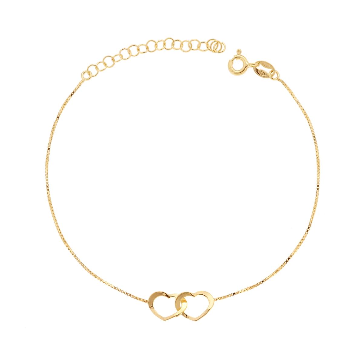 Bracciale Catena Veneziana Diamantata con Cuore doppio