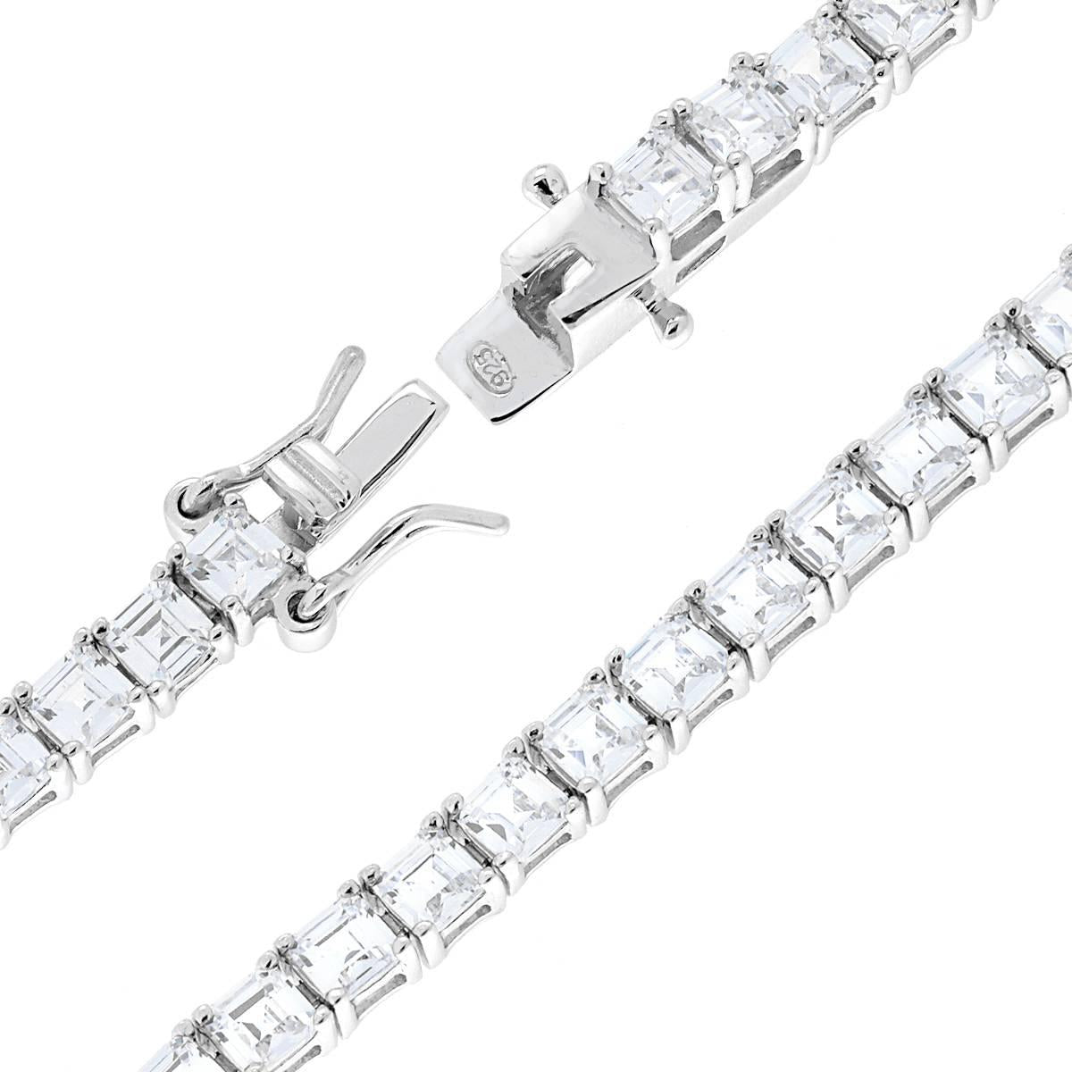 Bracciale Tennis Carre cm 16.5 con Zirconi mm 3,7 Bianchi