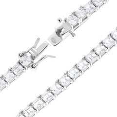 Bracciale Tennis Carre cm 16.5 con Zirconi mm 3,7 Bianchi