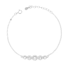 Bracciale Catena Forzatina Diamantata con Fiori Cubic Zirconia Bianchi