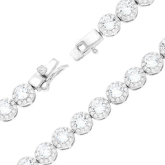 Collana Tennis Griffe cm 42 Tondo con Cubic Zirconia Bianchi contornati da Cubic Zirconia Bianchi