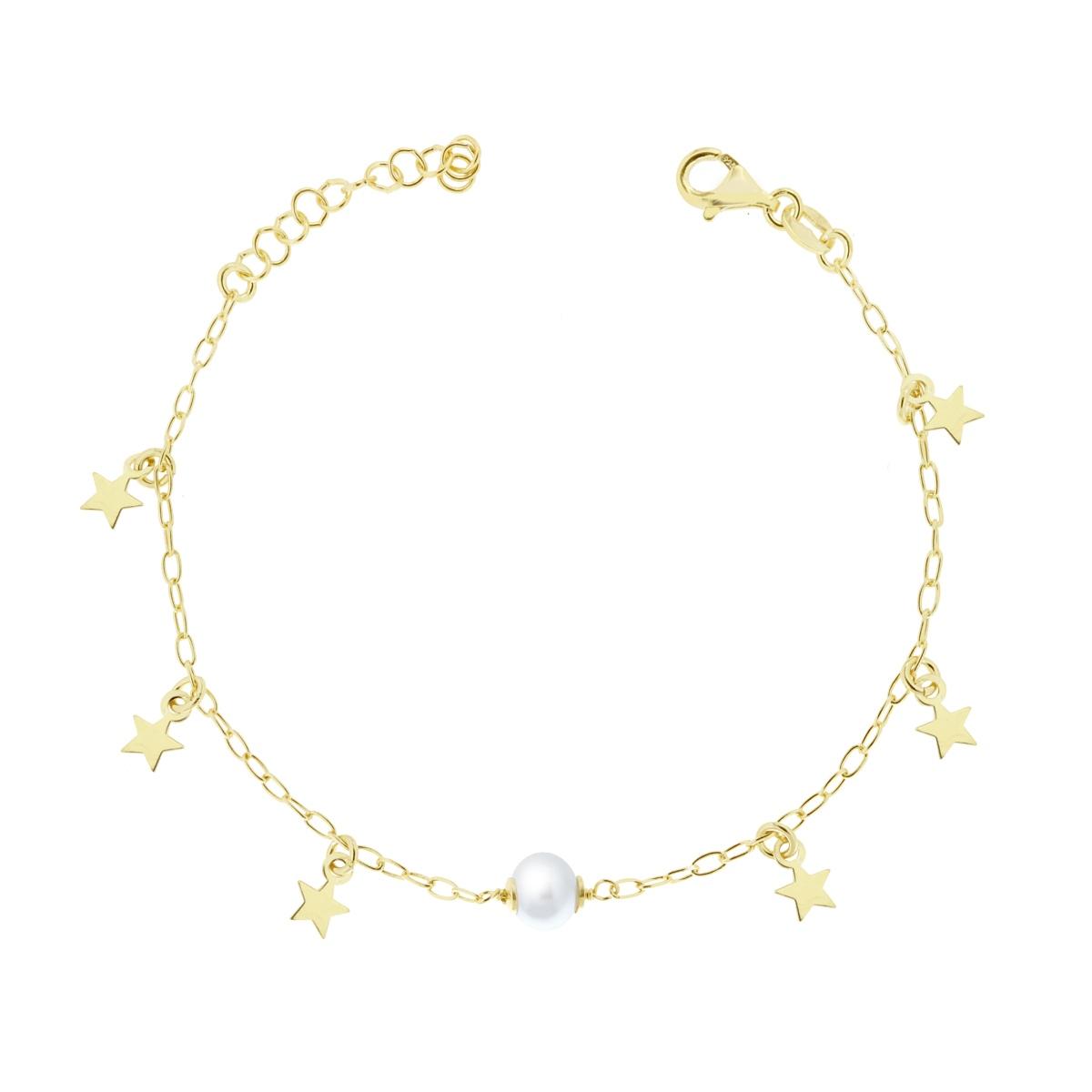 Bracciale Catena Forzatina con Perla e Stella plain pendenti
