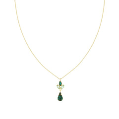 Collana Catena Forzatina Diamantata con Cubic Zirconia Marquise e Goccia Verde Smeraldo