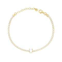Bracciale Tennis con Tondo centrale Cubic Zirconia Bianchi
