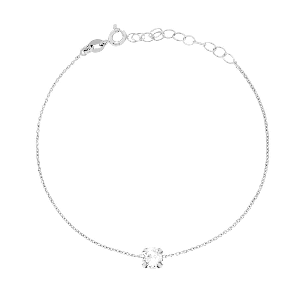 Bracciale Catena Forzatina Diamantata con Punto Luce mm 5 Crystal Bianco