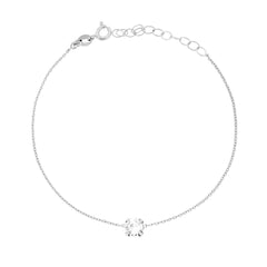 Bracciale Catena Forzatina Diamantata con Punto Luce mm 5 Crystal Bianco
