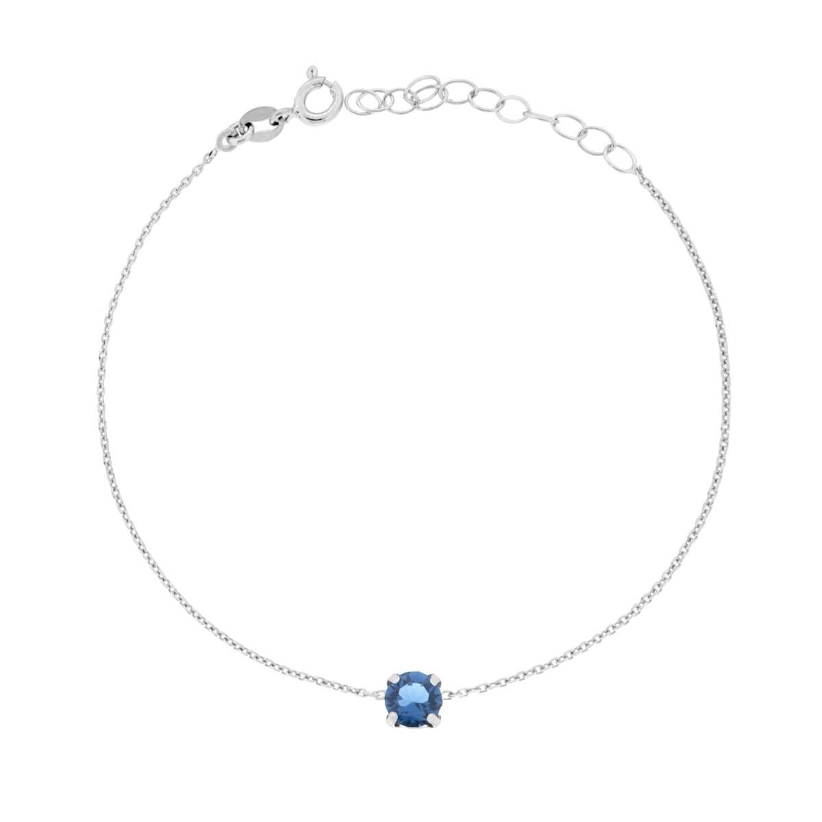 Bracciale Catena Forzatina Diamantata con Punto Luce mm 5 Crystal Blu
