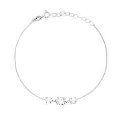 Bracciale Catena Forzatina Diamantata con Trilogy Punti Luce Tondo Crystal Bianco