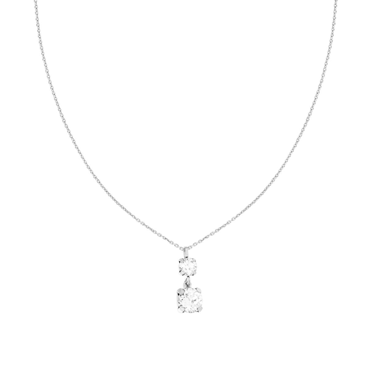 Collana Catena Forzatina Diamantata con Punti Luce Tondo Crystal Bianco