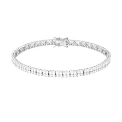 Bracciale Tennis Griffe cm 18 due fili Zirconi mm 2 Bianco in ARGENTO