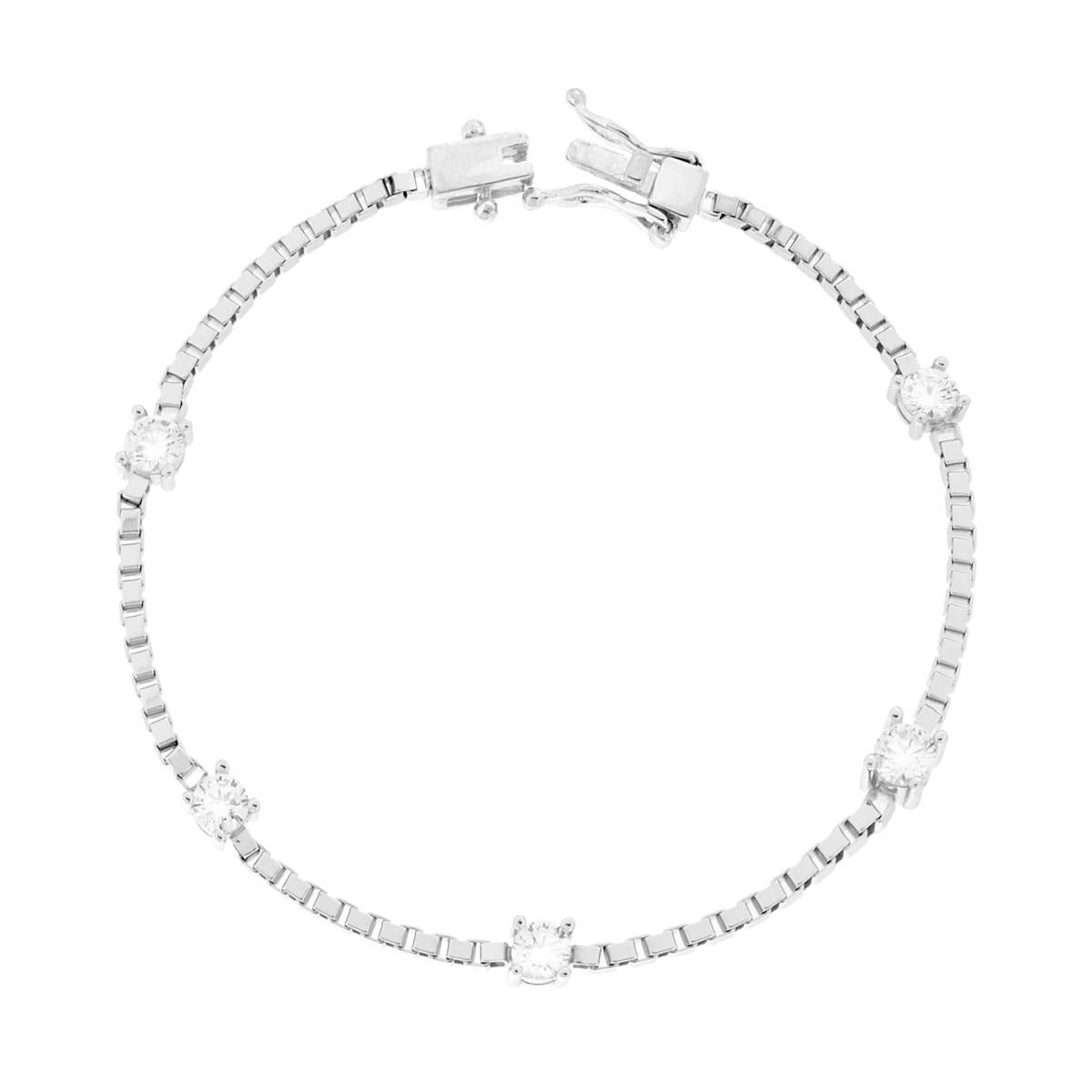 Bracciale Catena Veneziana Diamantata con Punti Luce Cubic Zirconia Bianchi in ARGENTO