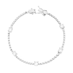 Bracciale Catena Veneziana Diamantata con Punti Luce Cubic Zirconia Bianchi in ARGENTO