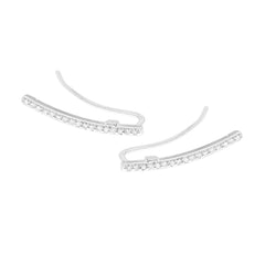 Orecchini Ear Cuff Sali Orecchio Barretta con Cubic Zirconia Bianchi