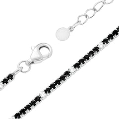 Bracciale Tennis cm 16+3 con Zirconi mm 1.5 alternati Neri e Bianchi