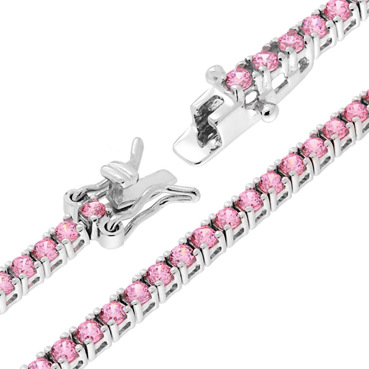 Bracciale Tennis Griffe cm 16,5 con Zirconi mm 2 Rosa