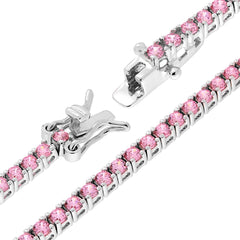 Bracciale Tennis Griffe cm 16,5 con Zirconi mm 2 Rosa