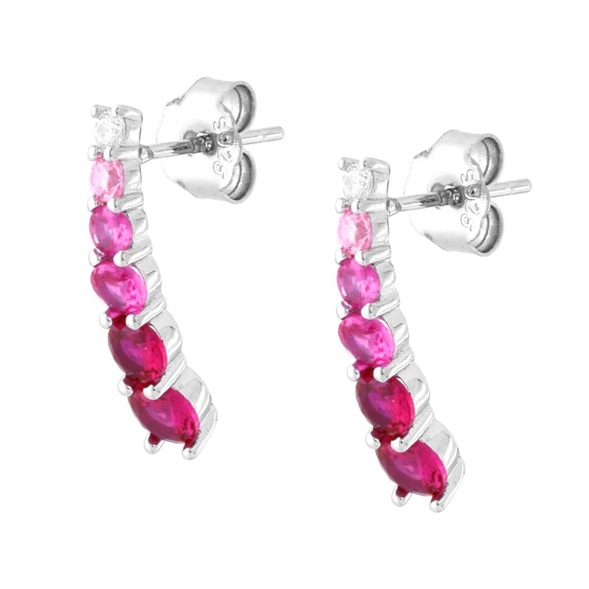 Orecchini Tennis con Cubic Zirconia Rosso Rubino degrade