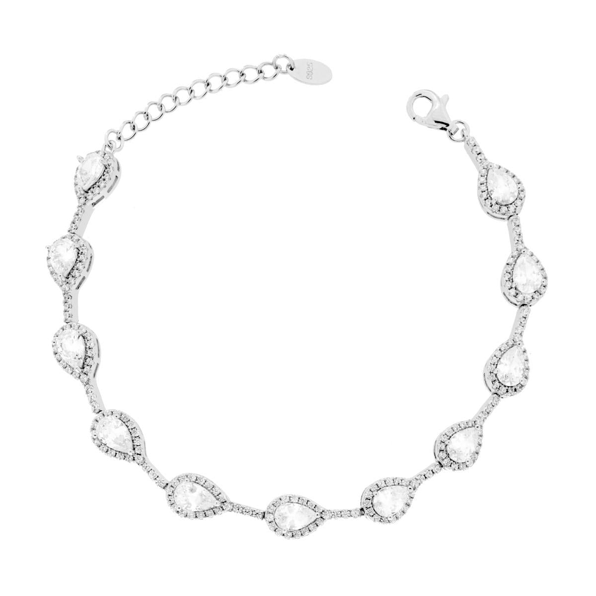Bracciale Tennis Goccia con Cubic Zirconia Bianchi