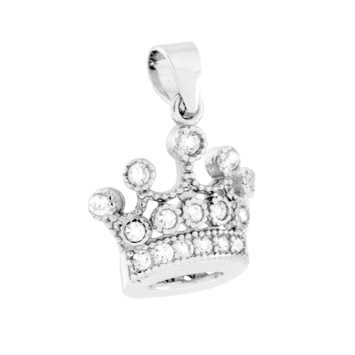 Ciondolo Corona con Cubic Zirconia Bianchi