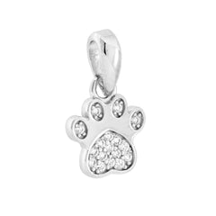 Ciondolo Impronta Zampa con Cubic Zirconia Bianchi