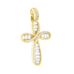 Ciondolo Croce con Cubic Zirconia Baguette Bianchi