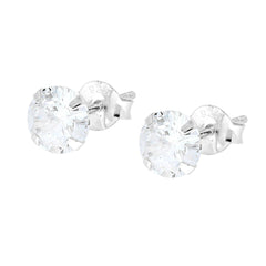 Orecchini Punto Luce Tondo mm 6 con Zircone Bianco