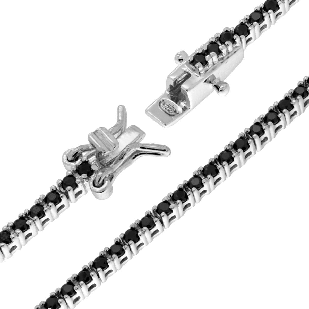 Bracciale Tennis Griffe cm 18 con Zirconi mm 1.5 Neri