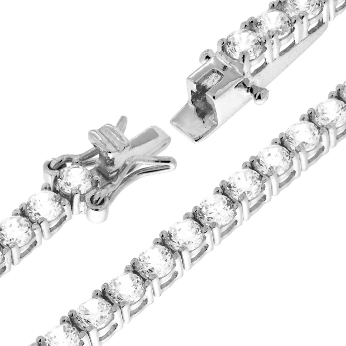 Bracciale Tennis Griffe cm 19 con Zirconi mm 3 Bianchi