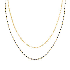 Collana due fili Catena Forzatina Allungata con Smalto Nero