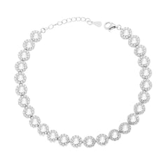 Bracciale Tennis Griffe cm 18+3 Fiore con Cubic Zirconia Bianco contornato da Cubic Zirconia Bianchi