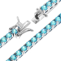 Bracciale Tennis Griffe cm 18 con Zirconi mm 3 Acquamarina