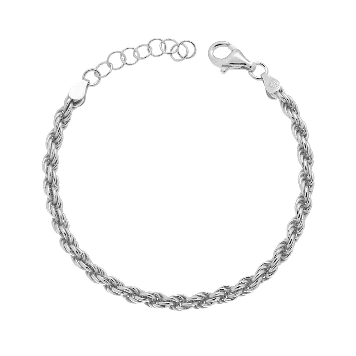 Bracciale Catena Corda 080 sezione mm 4,00 lunghezza cm 16+3