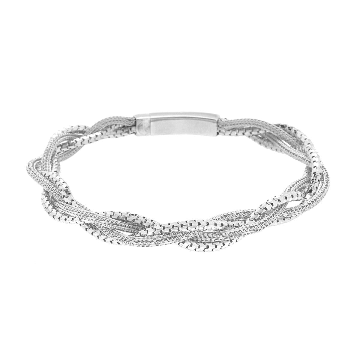 Bracciale Torchon Multifilo Catena Calza e Coda di Topo Diamantata